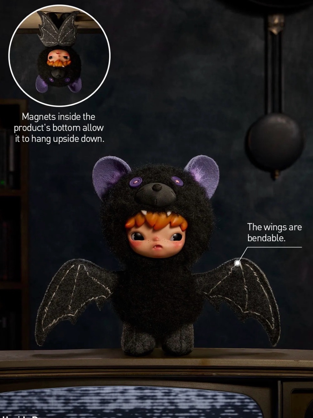 Pop Mart Hirono After Dark Upside Down Bat - New in opened box